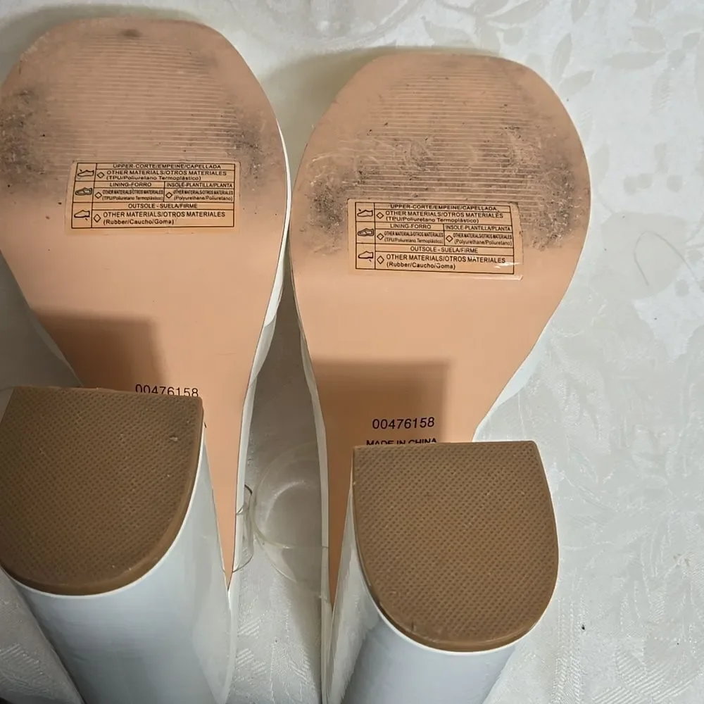 FOREVER 21 Women's White Platform And Clear Heels